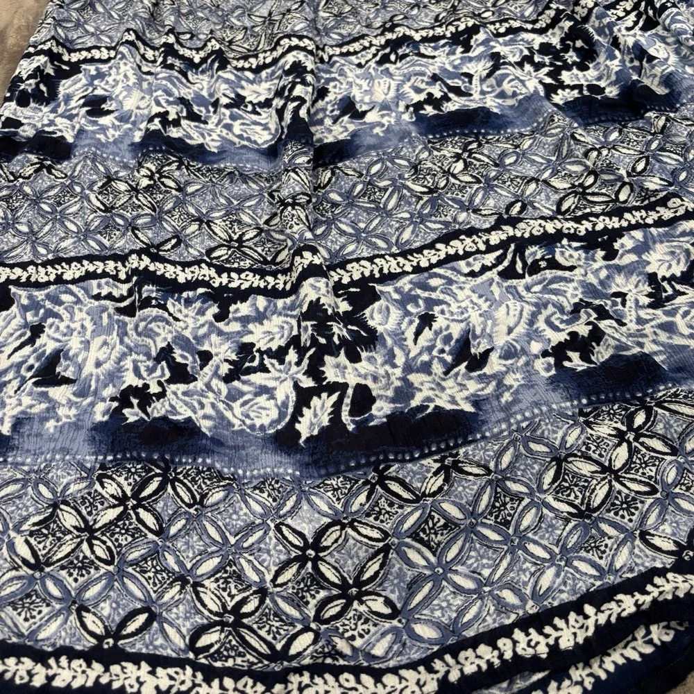La Cera Skirt‎ Womens Small Blue Floral Maxi Drawstring Waist Flowy Boho